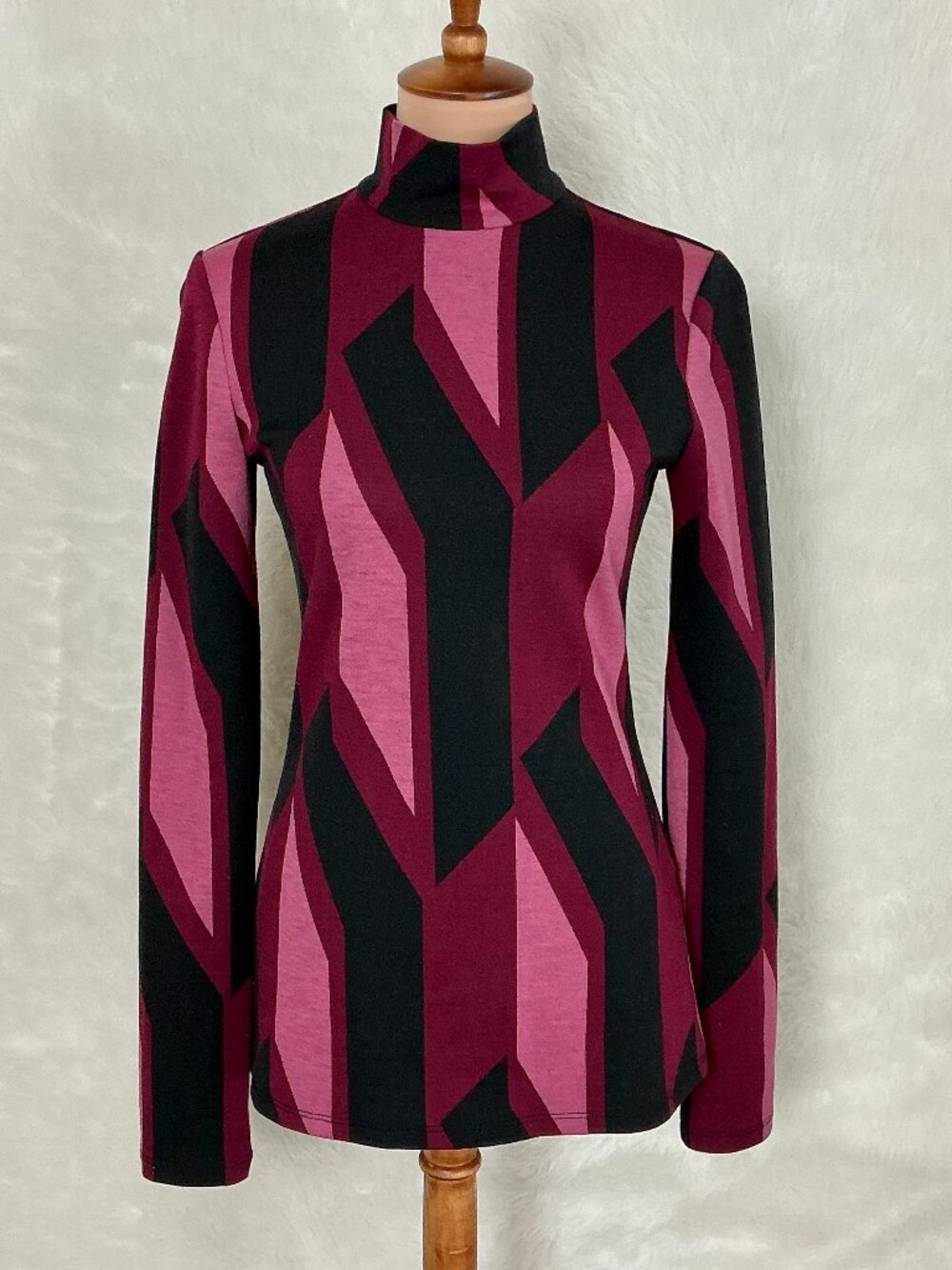 Diane Von Furstenberg Bridie Pink Black Geometric Turtleneck Sweater Top 6